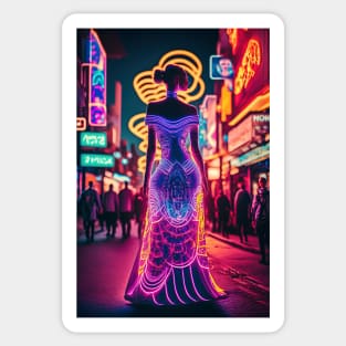 Cyperpunk Lady Beauty with Futuristic Cityscape - Ultra Realistic Sticker